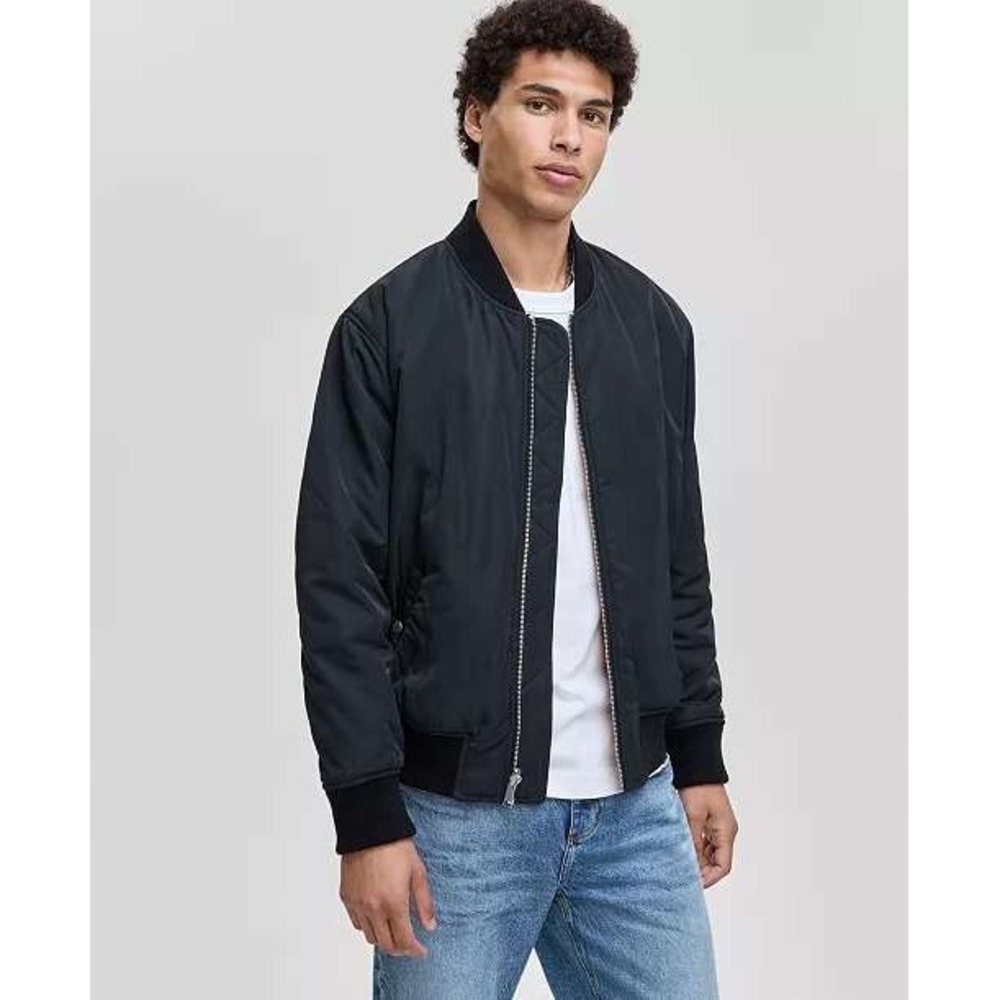 Mode of One Mens Reversible Relaxed Fit Bomber Jacket Deep Black‎ L 100188086MN